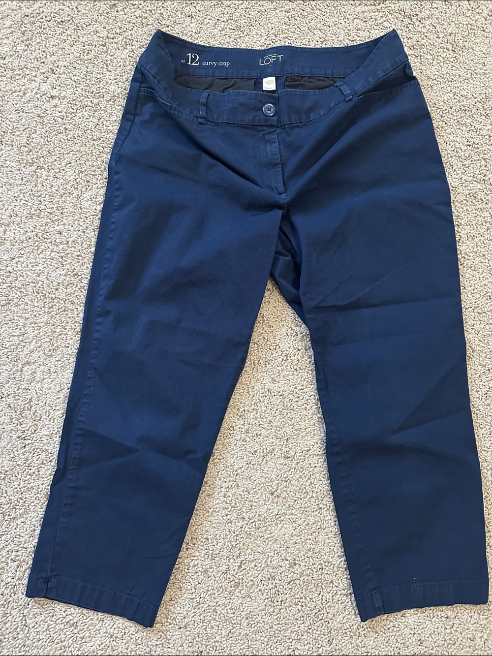 LOFT Navy Curvy Crop Chino Pants